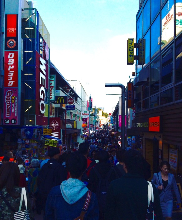 So many people! Walking to the 100 yen store (kind of the like the Dollar Store) in Harajuku.